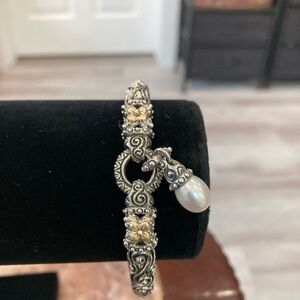 Pre-Loved Barbara Bixby Sterling Silver Cuff Bracelet With Pearl Drop